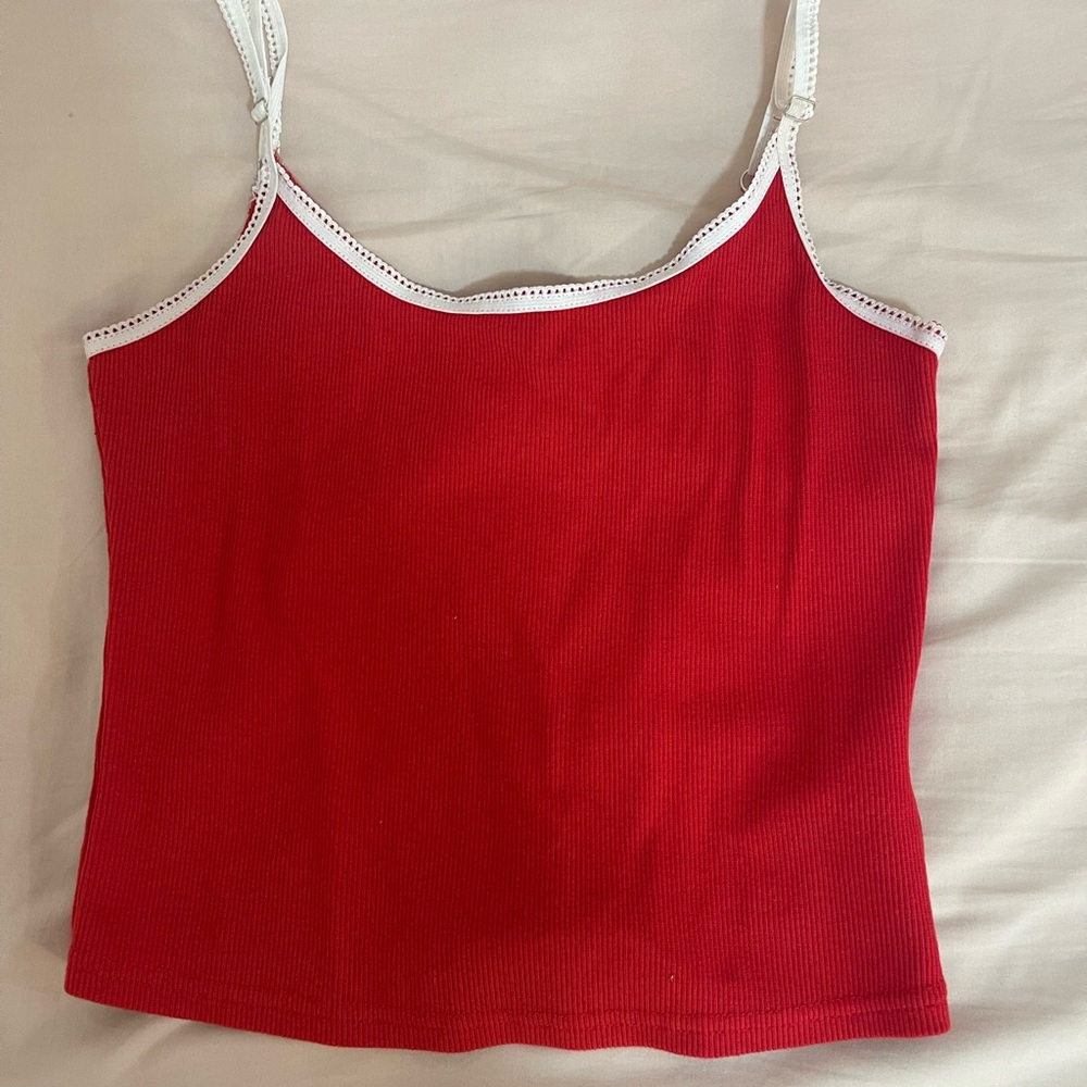 Dolls Kill Red Camisole with White Trim